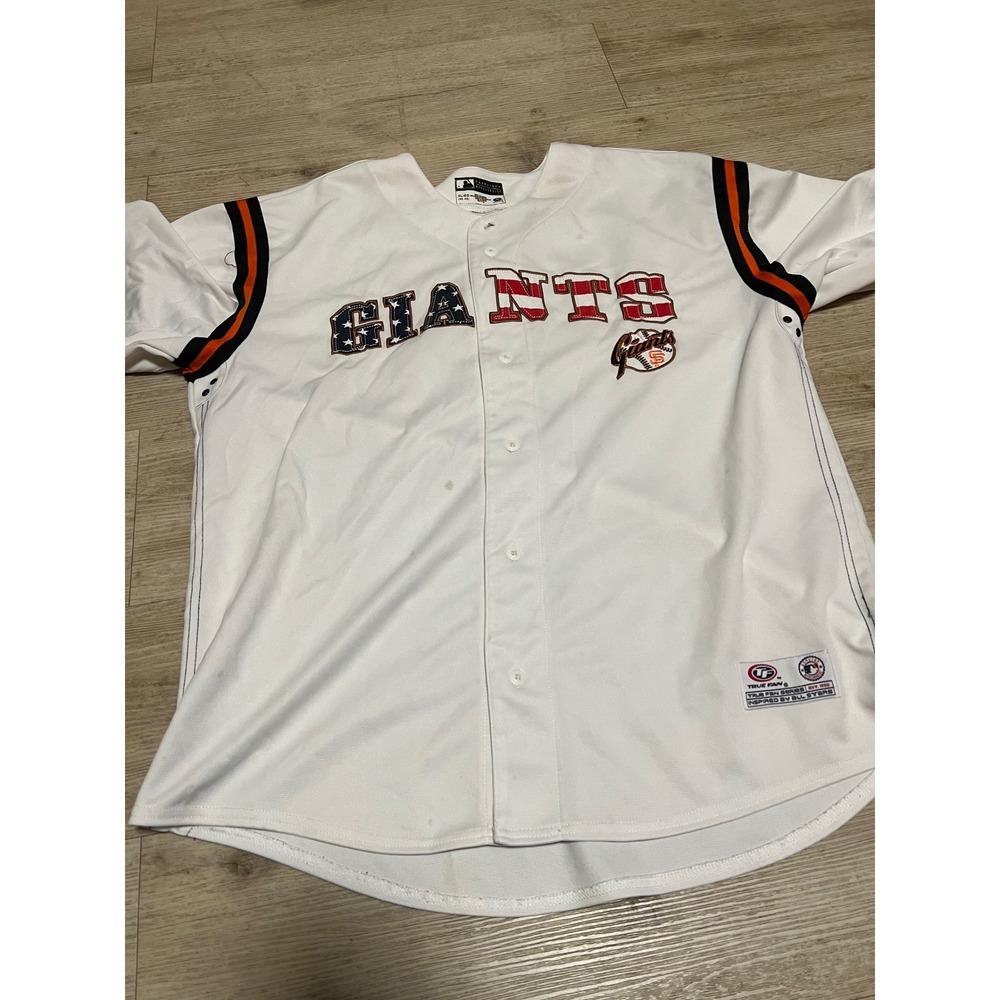 San Francisco Giants Baseball Jersey White Orange XL MLB American Flag Print
